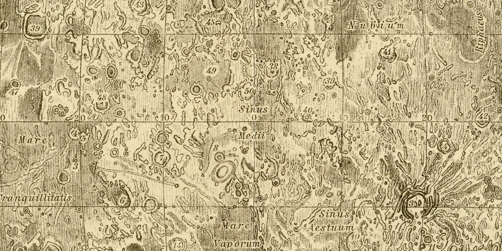 Mondkarte ca 1885 historische Karte Holzstich