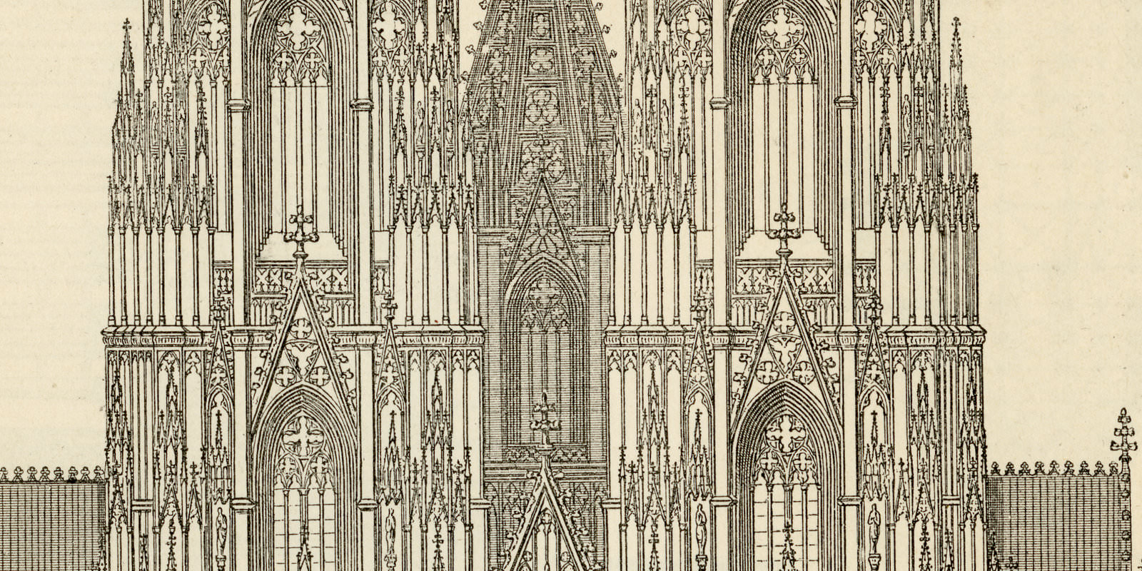 Dom zu Köln I Westfassade ca 1897 historische Bildtafel Holzstich