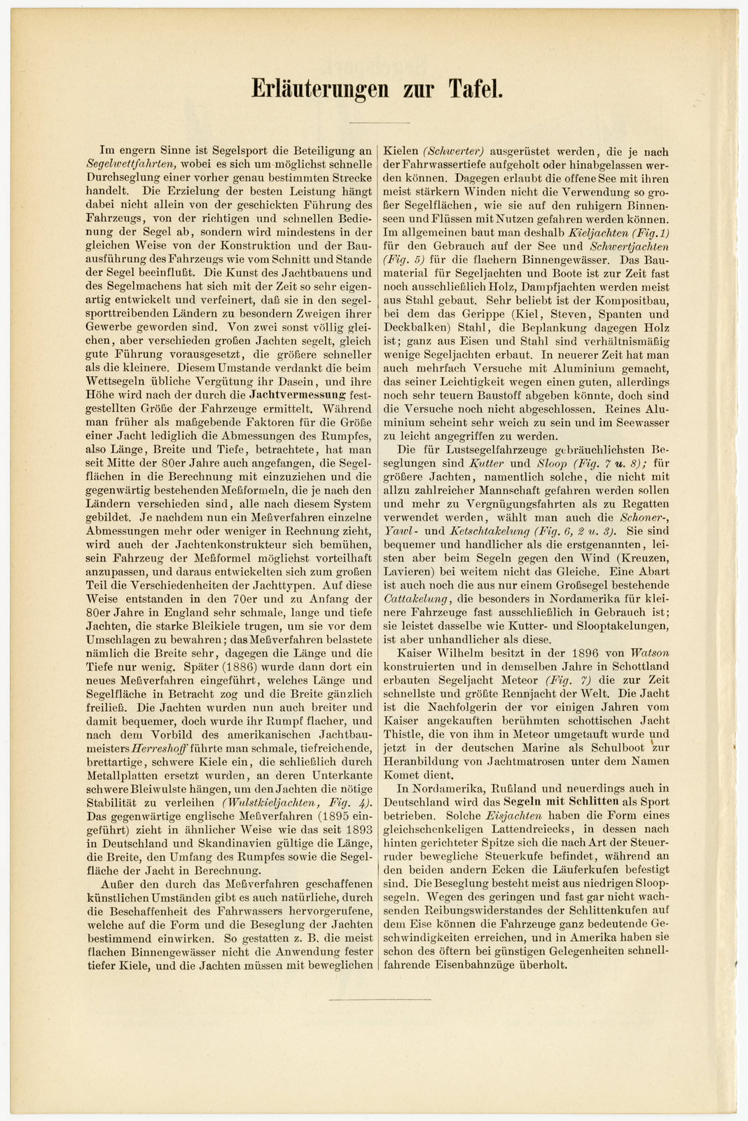 Segelsport ca 1897 historische Bildtafel Holzstich