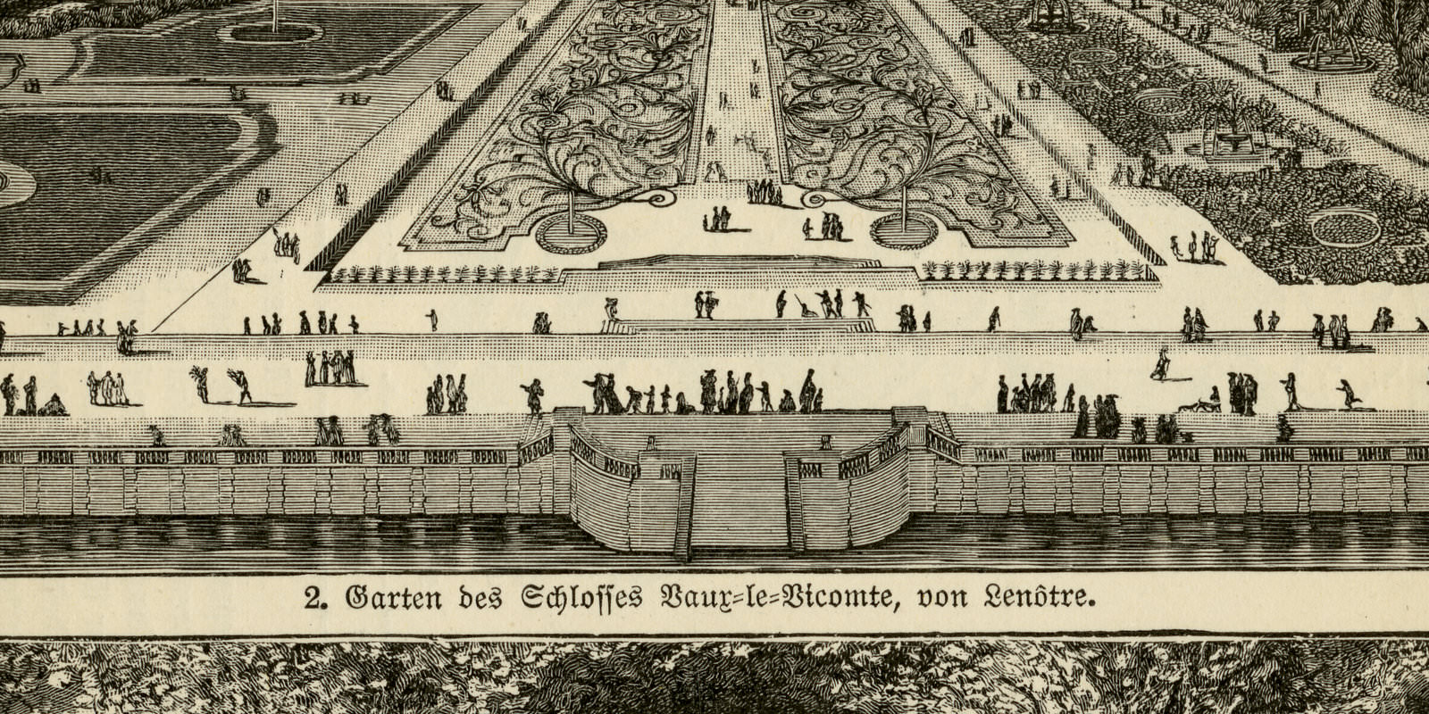 Gartenkunst I - II ca 1926 historische Bildtafel Holzstich