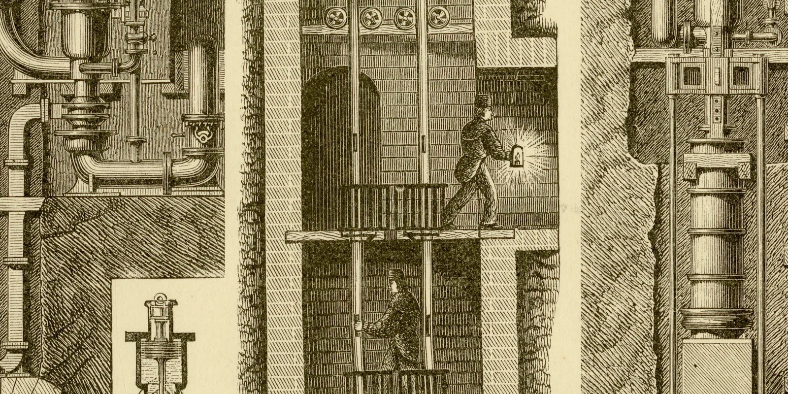 Bergbau III ca 1882 historische Grafik Holzstich