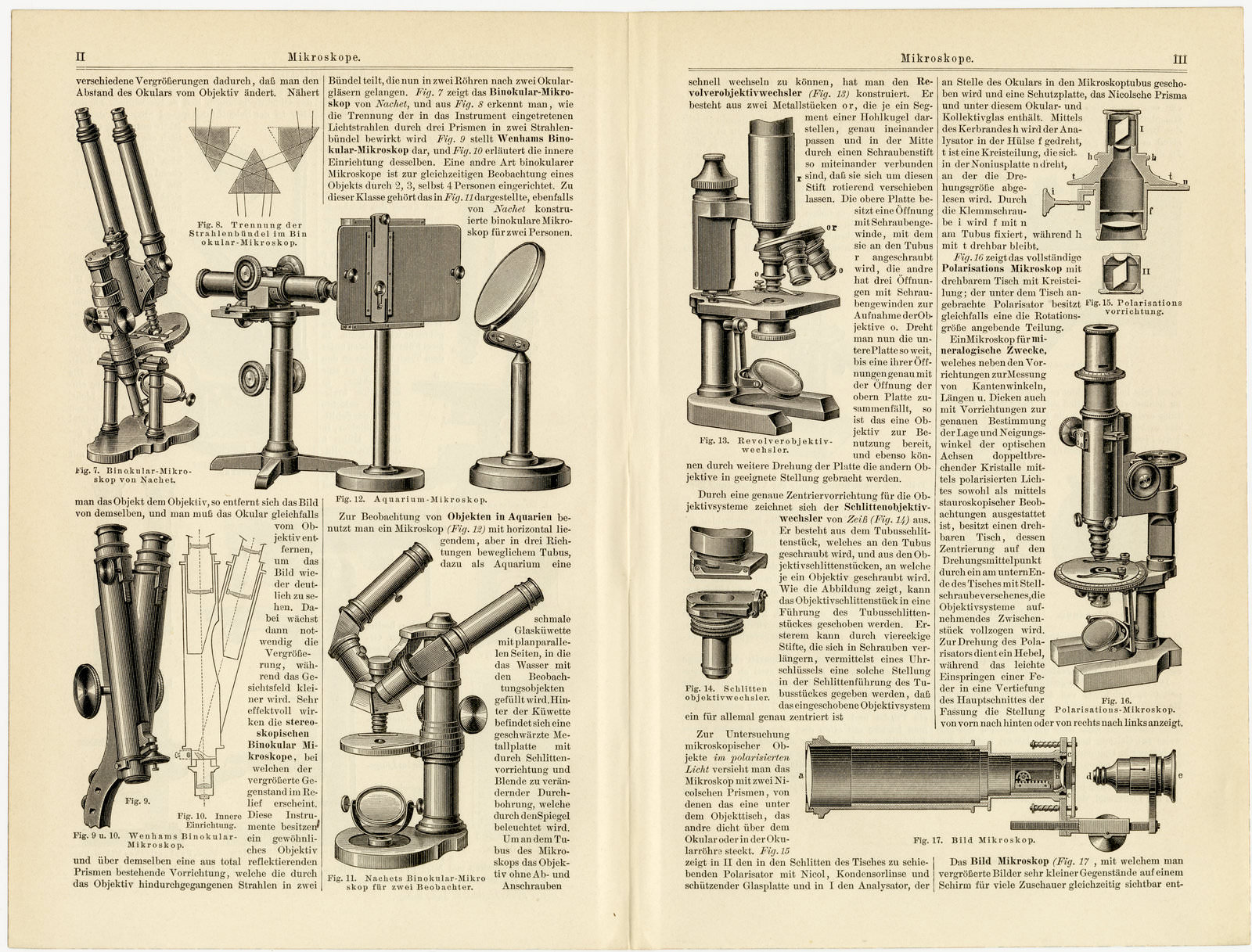 Mikroskope ca 1896 historische Bildtafel Holzstich