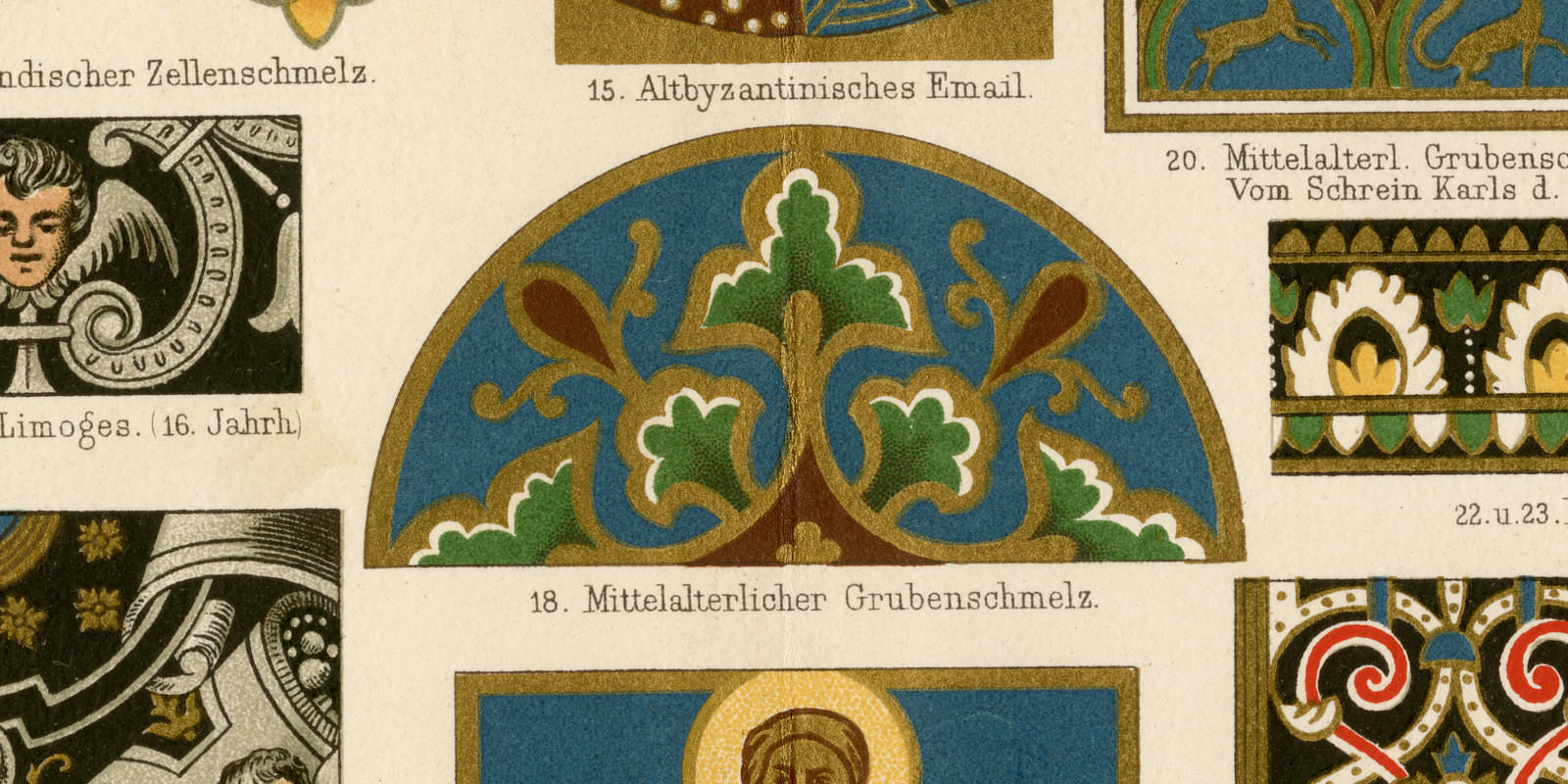 Emailmalerei ca 1893 historische Bildtafel Chromolithographie