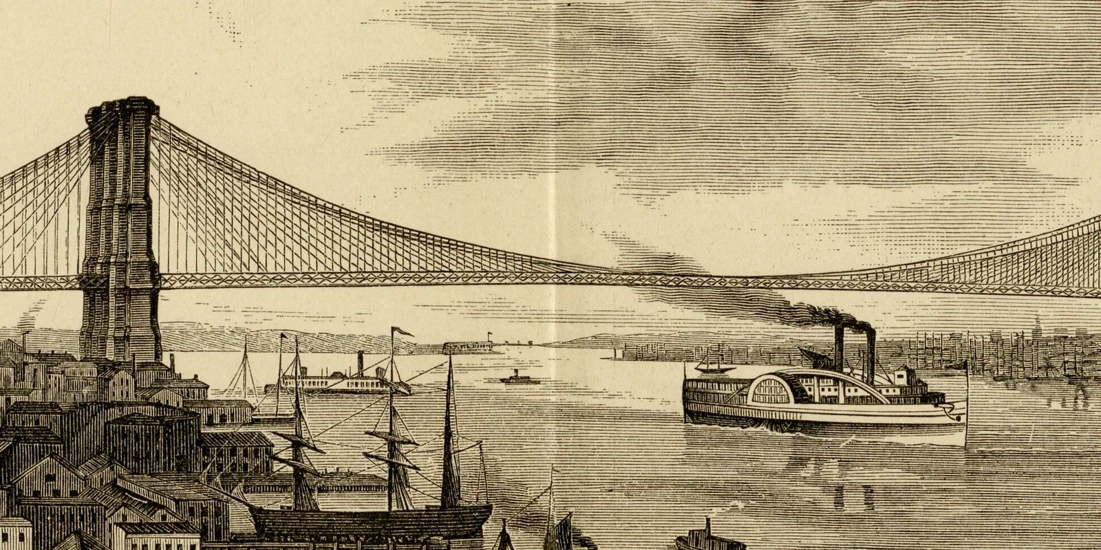 Brücken II ca 1882 historische Grafik Holzstich