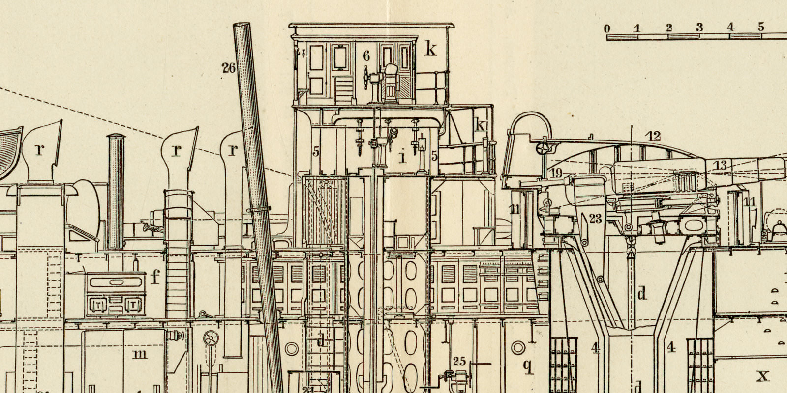 Panzerschiffe III - V ca 1896 historische Bildtafel Holzstich