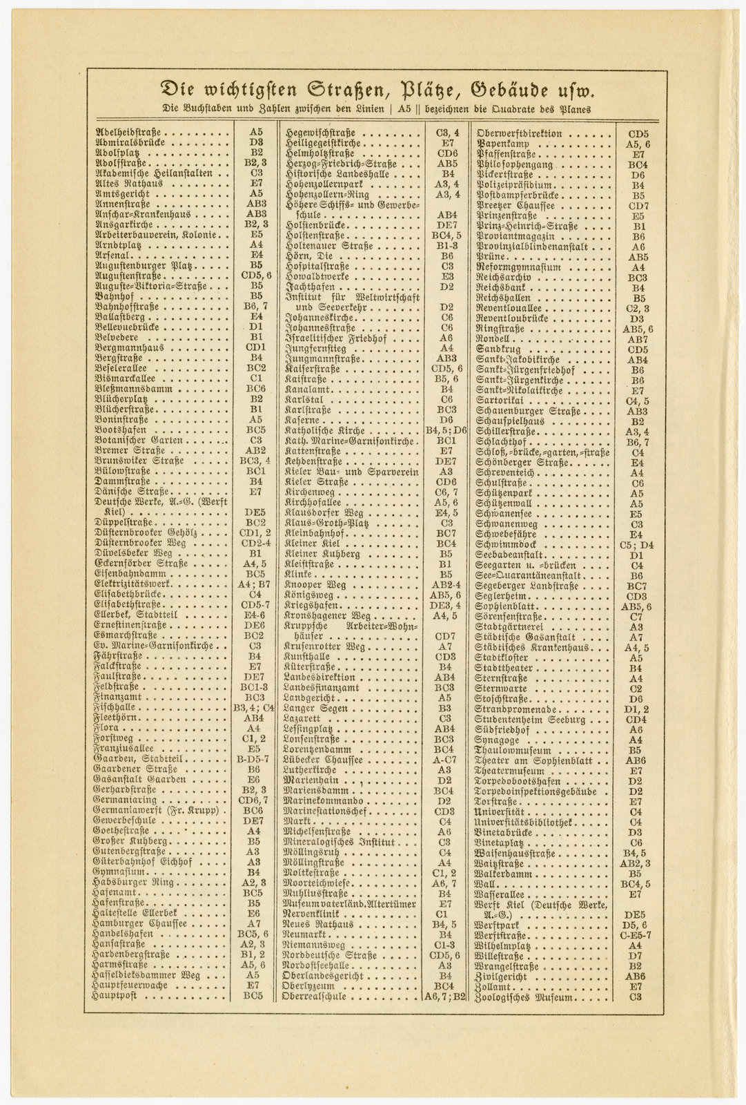 Kiel ca 1927 historische Karte Lithographie