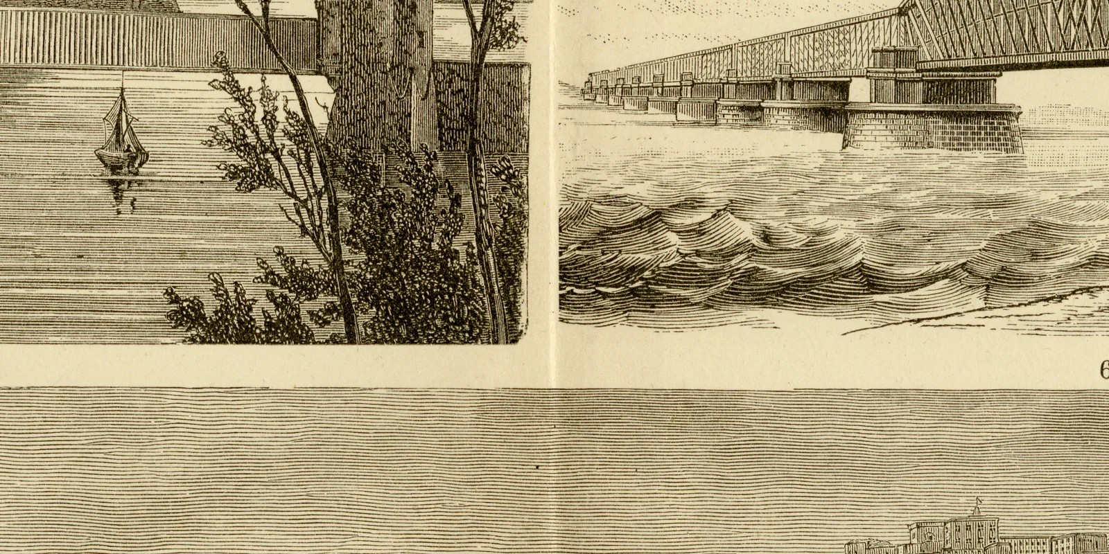 Brücken I ca 1882 historische Grafik Holzstich