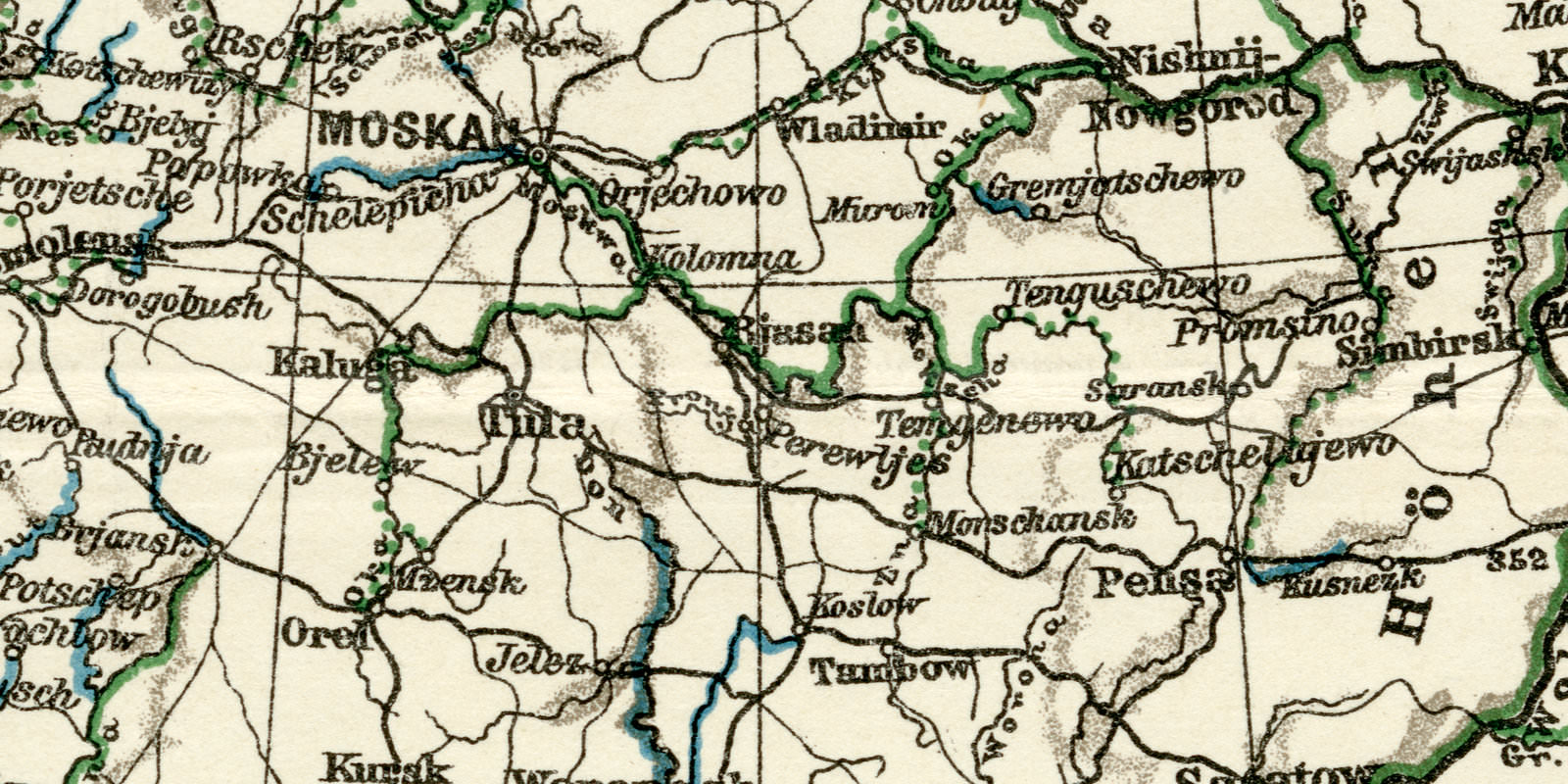 Die Schiffahrtsstrassen im Europäischen Russland historische Landkarte Lithographie ca 1912