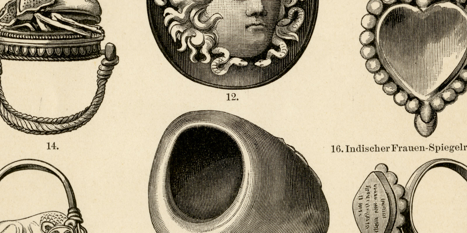 Ringe ca 1896 historische Bildtafel Holzstich