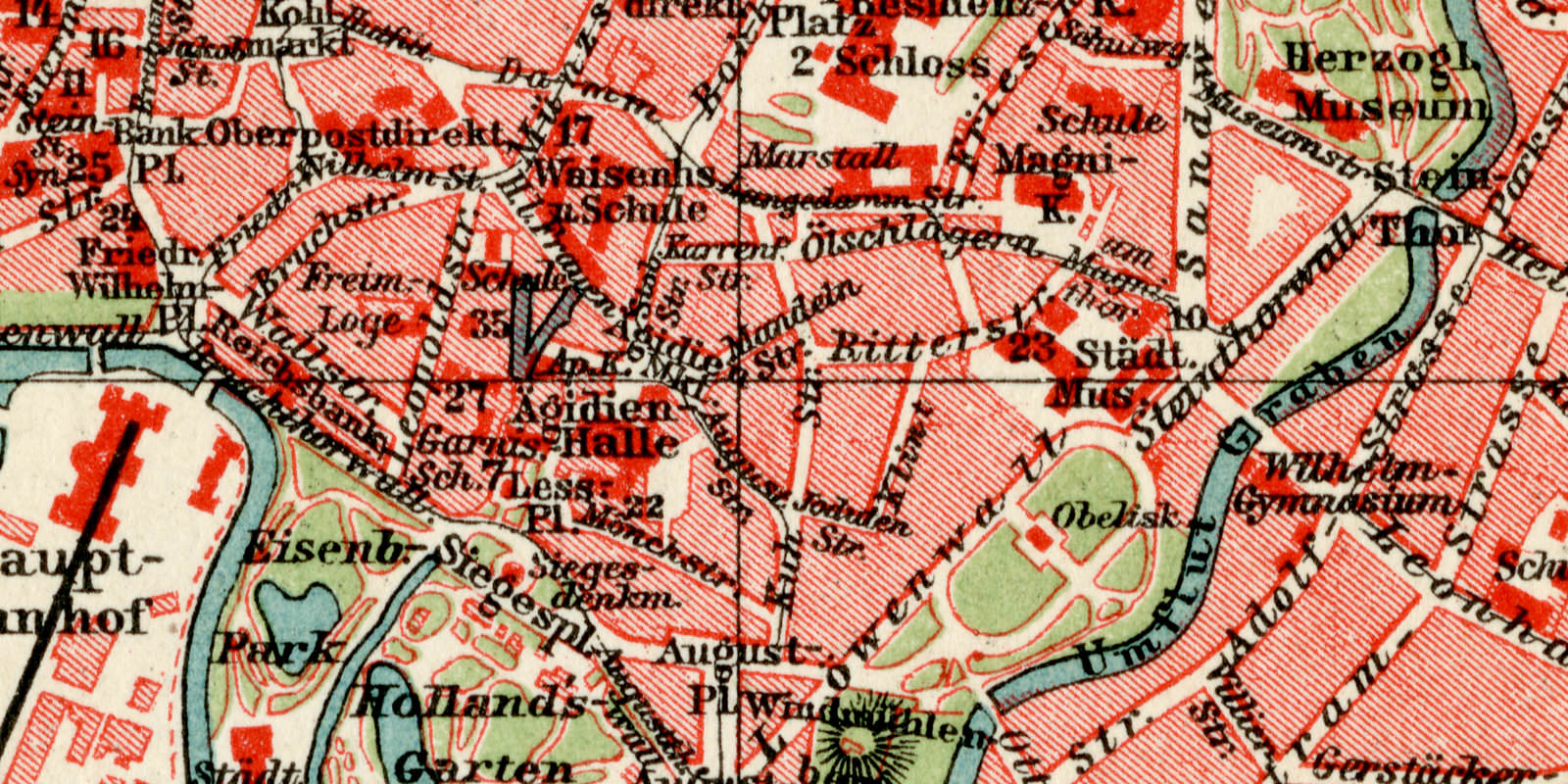 Braunschweig historischer Stadtplan Karte Lithographie ca 1911