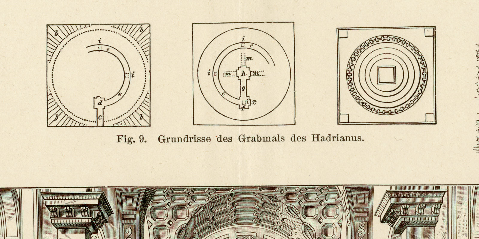 Architektur V ca 1893 historische Bildtafel Holzstich