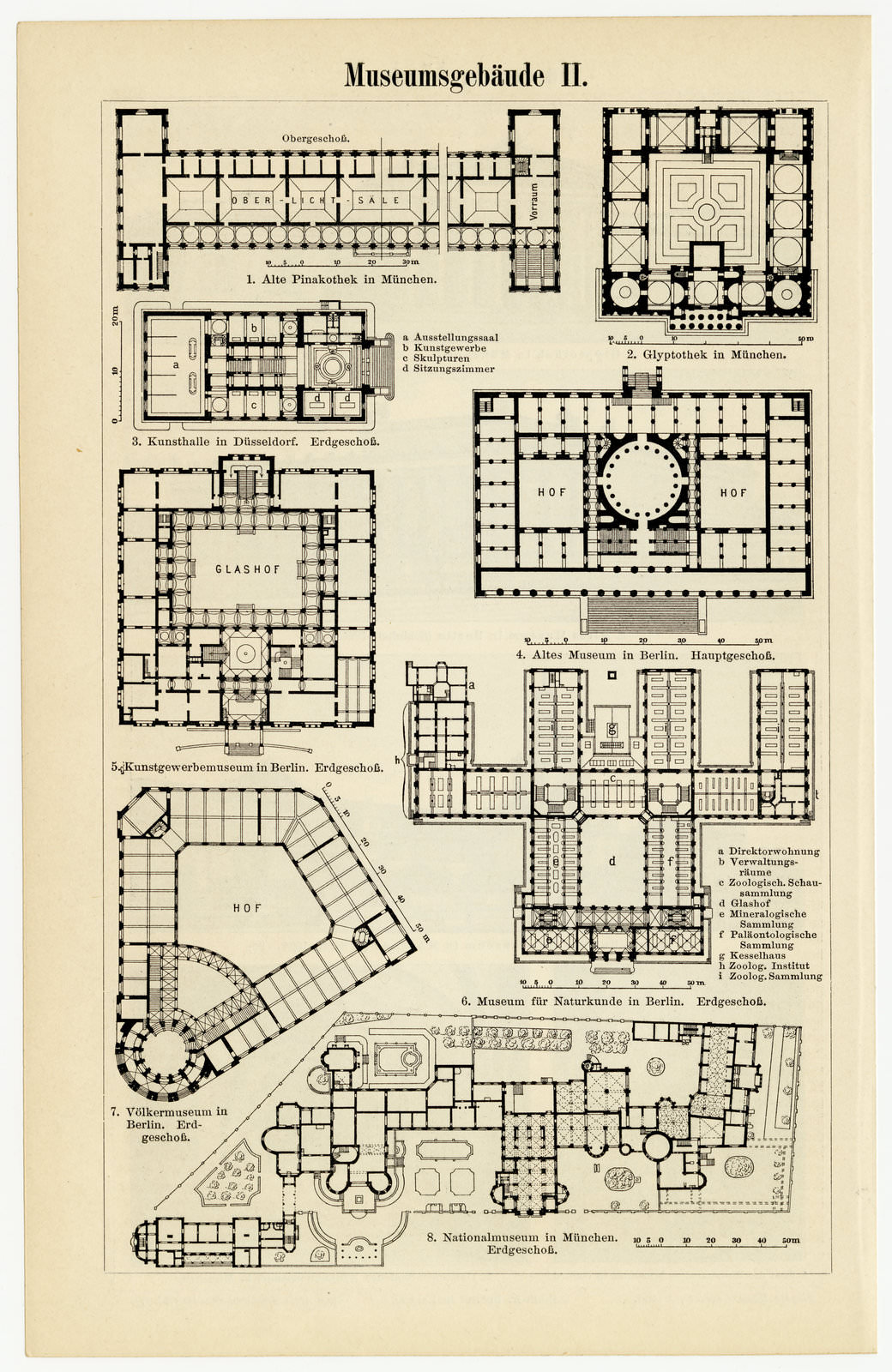 Mueseumsgebäude I - II ca 1901 historische Bildtafel Holzstich
