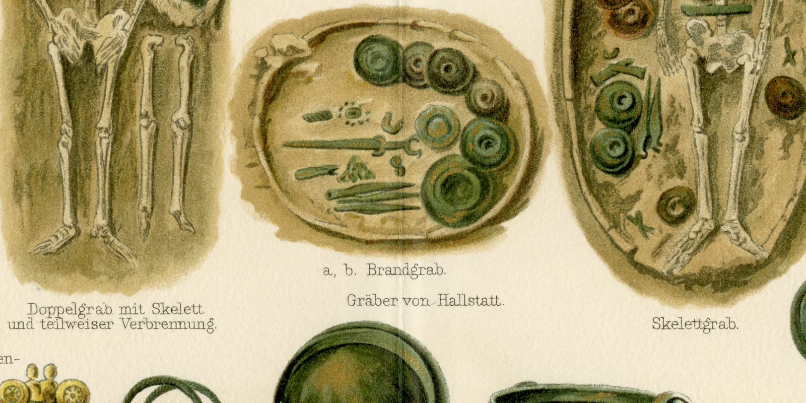 Kultur der Metallzeit I Ältere Periode ca 1896 historische Bildtafel Chromolithographie