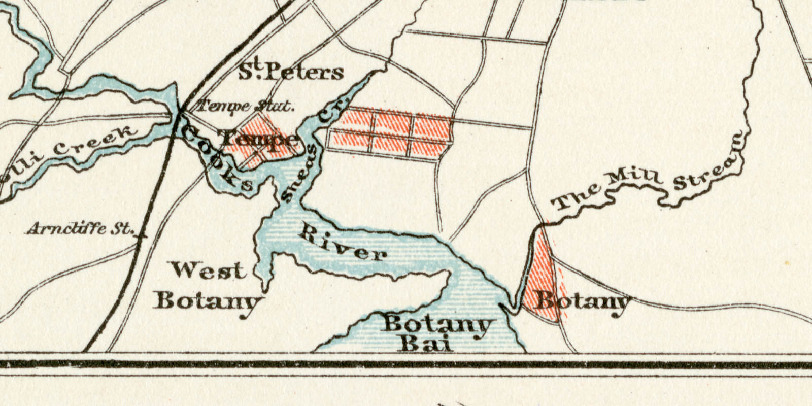 Sydney und Umgebung historischer Stadtplan Karte Lithographie ca 1892