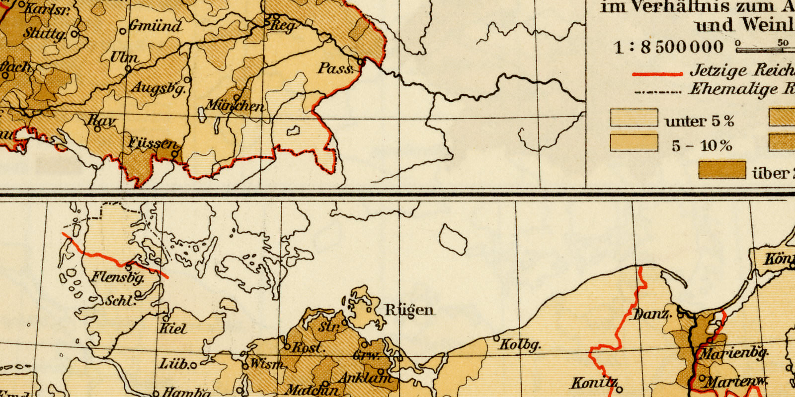 Deutschland Landwirtschaftskarten V - VIII ca 1927 historische Karte Lithographie