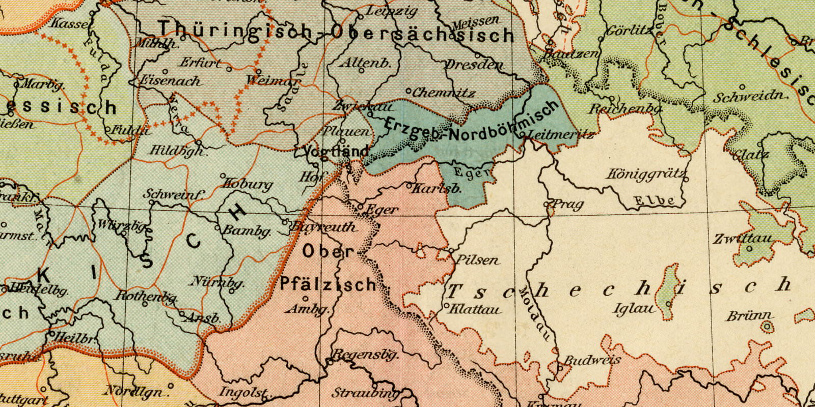 Karte der Deutschen Mundarten ca 1894 historische Karte Lithographie