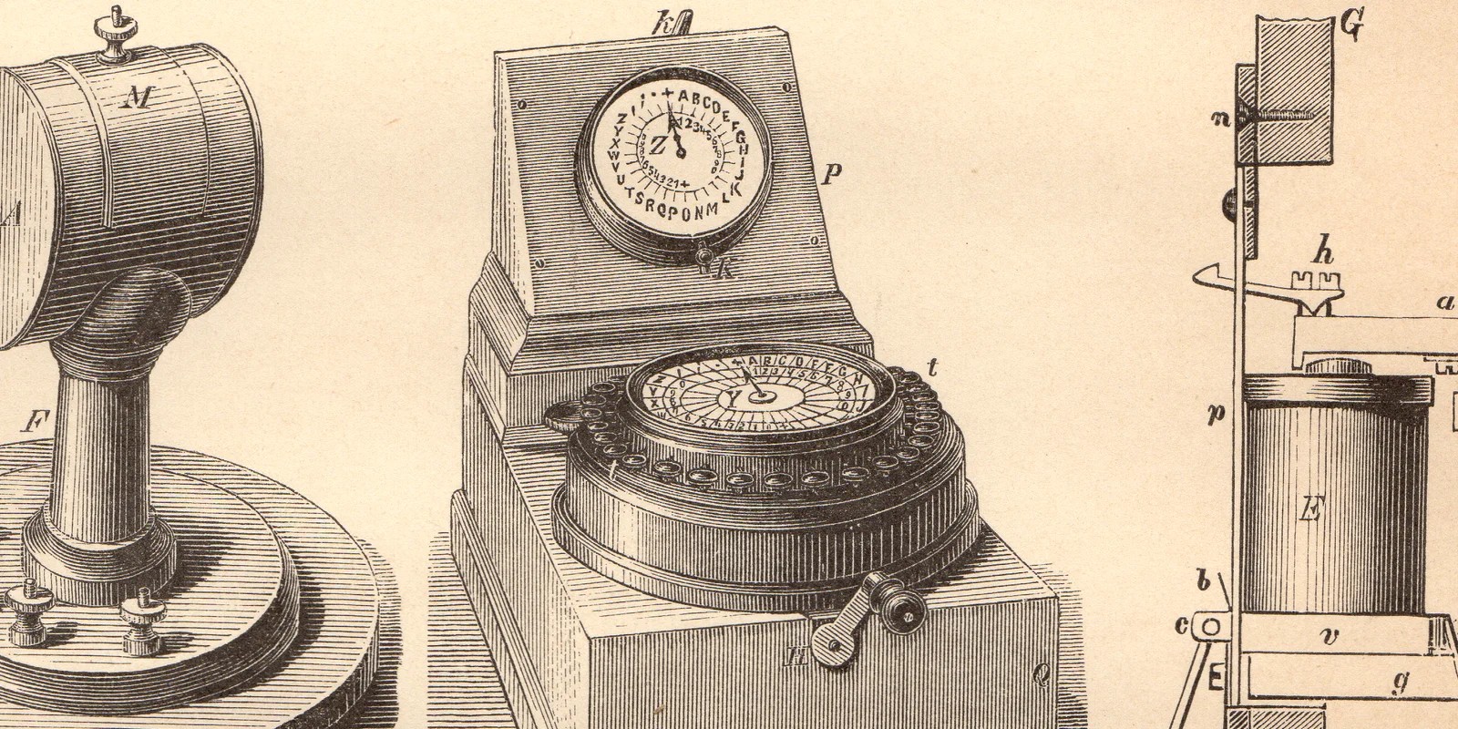 Telegraph und Telephon ca 1887 historische Bildtafel Lithographie