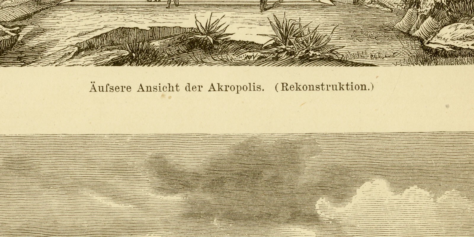 Athen Akropolis ca 1882 historische Grafik Holzstich