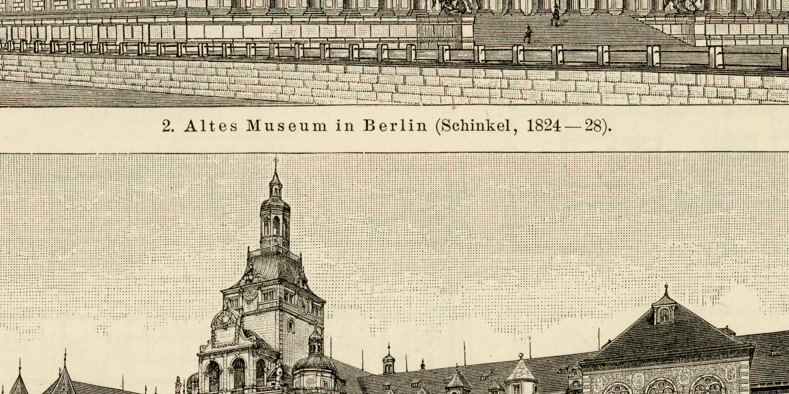 Mueseumsgebäude I - II ca 1901 historische Bildtafel Holzstich