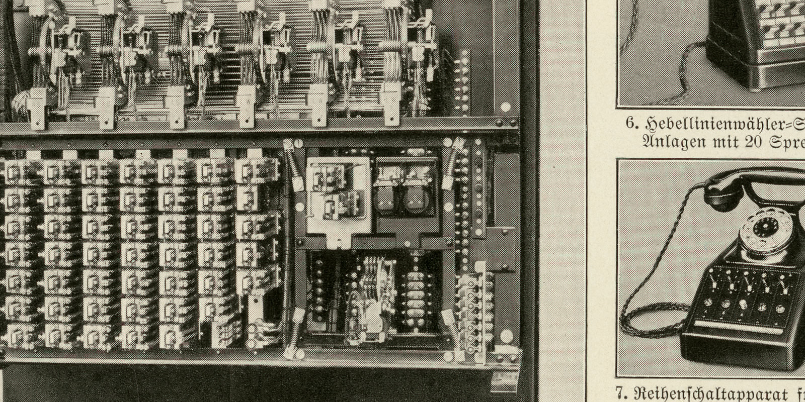 Fernsprechanlagen I - II ca 1933 historische Bildtafel Autotypie