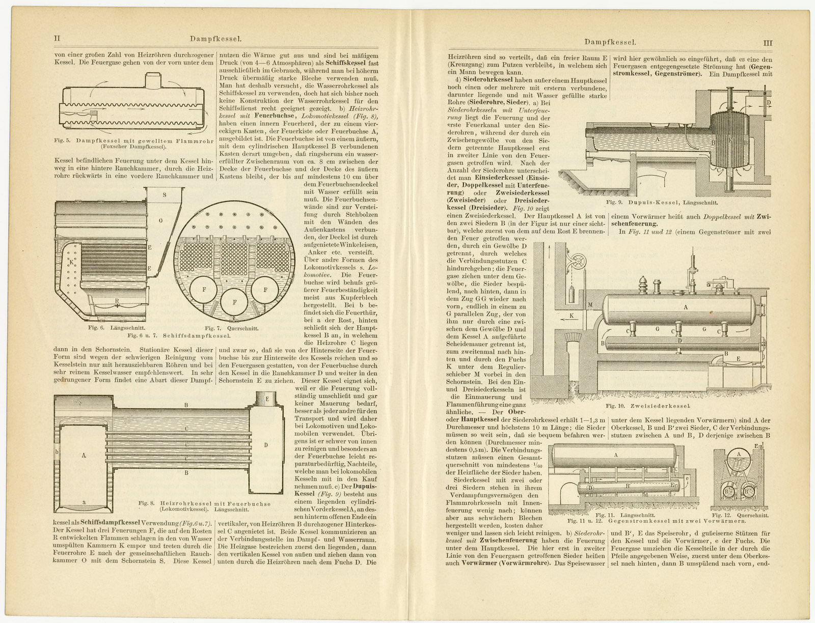 Dampfkessel I ca 1894 historische Bildtafel Holzstich