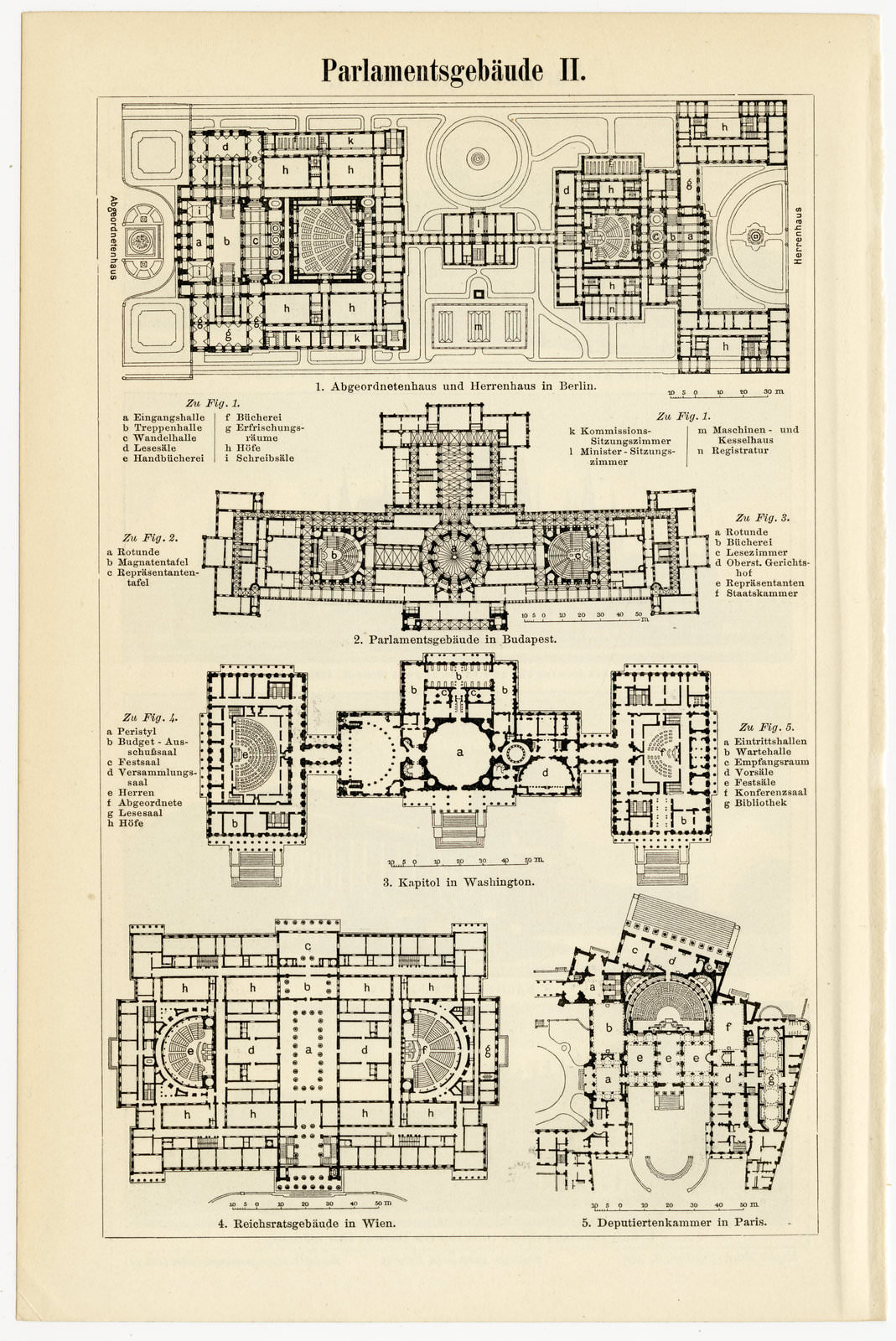 Parlamentsgebäude I - II ca 1901 historische Bildtafel Holzstich