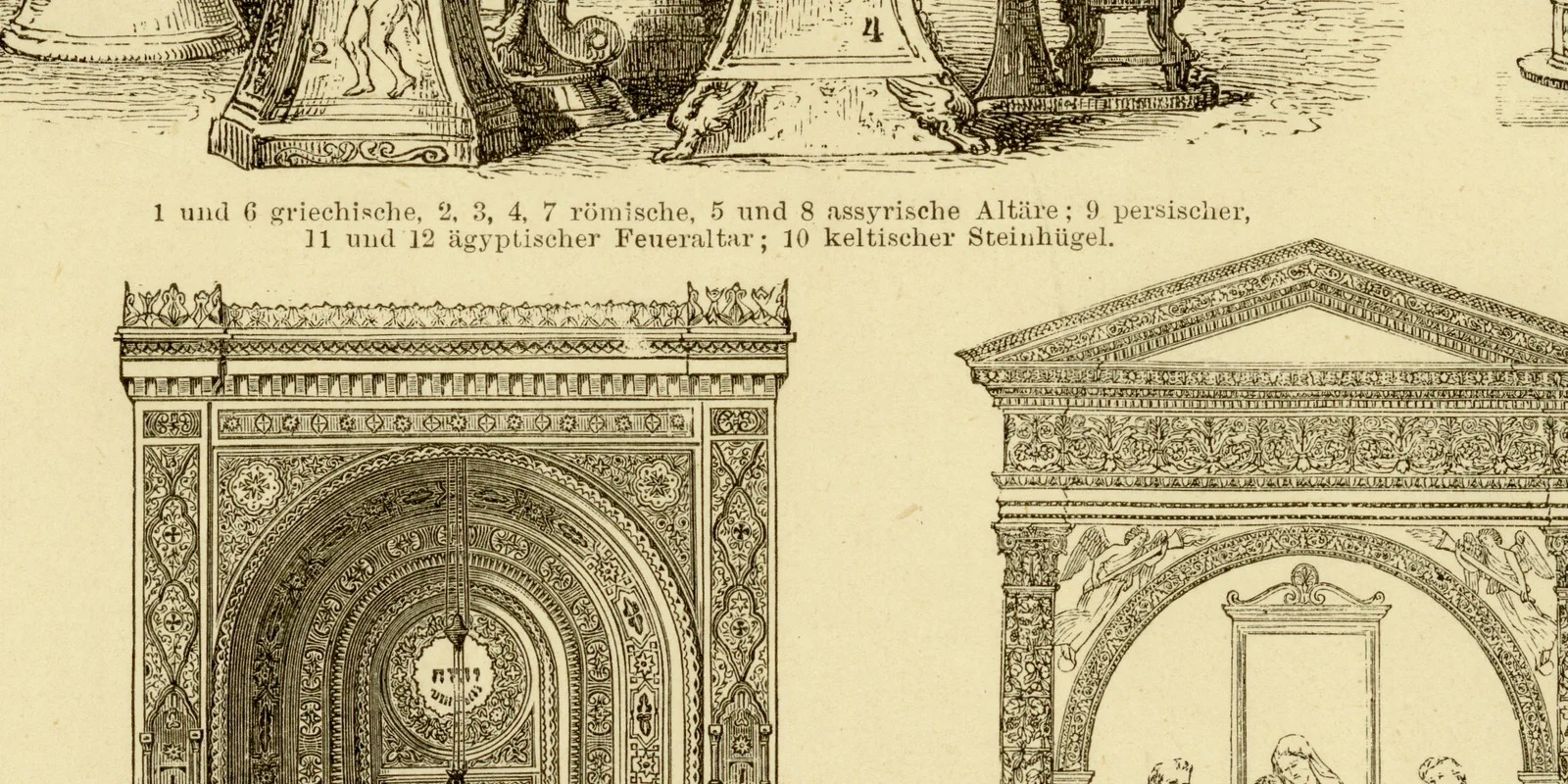 Altäre ca 1882 historische Grafik Holzstich