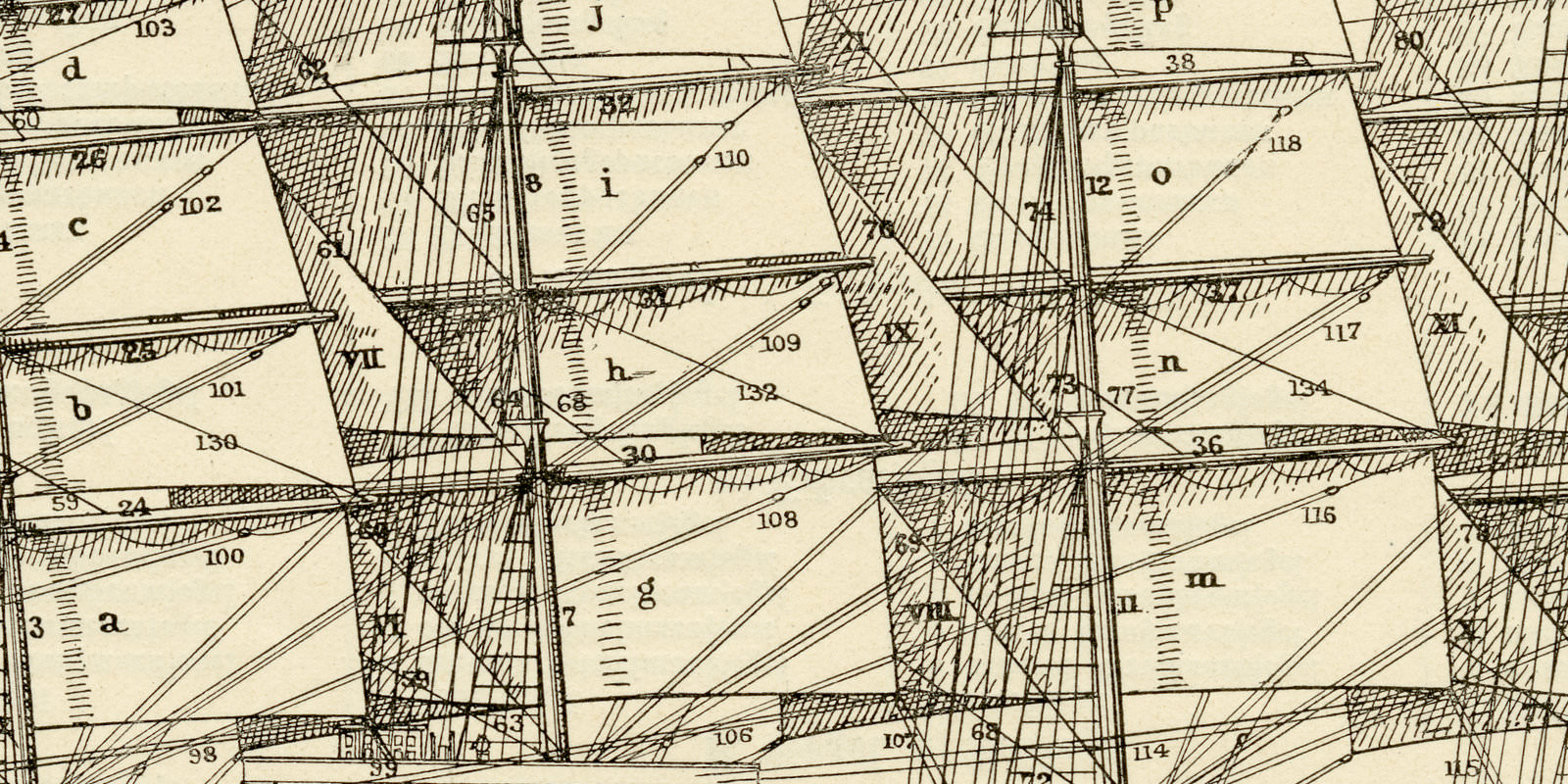 Takelung der Segelschiffe ca 1929 historische Bildtafel Holzstich