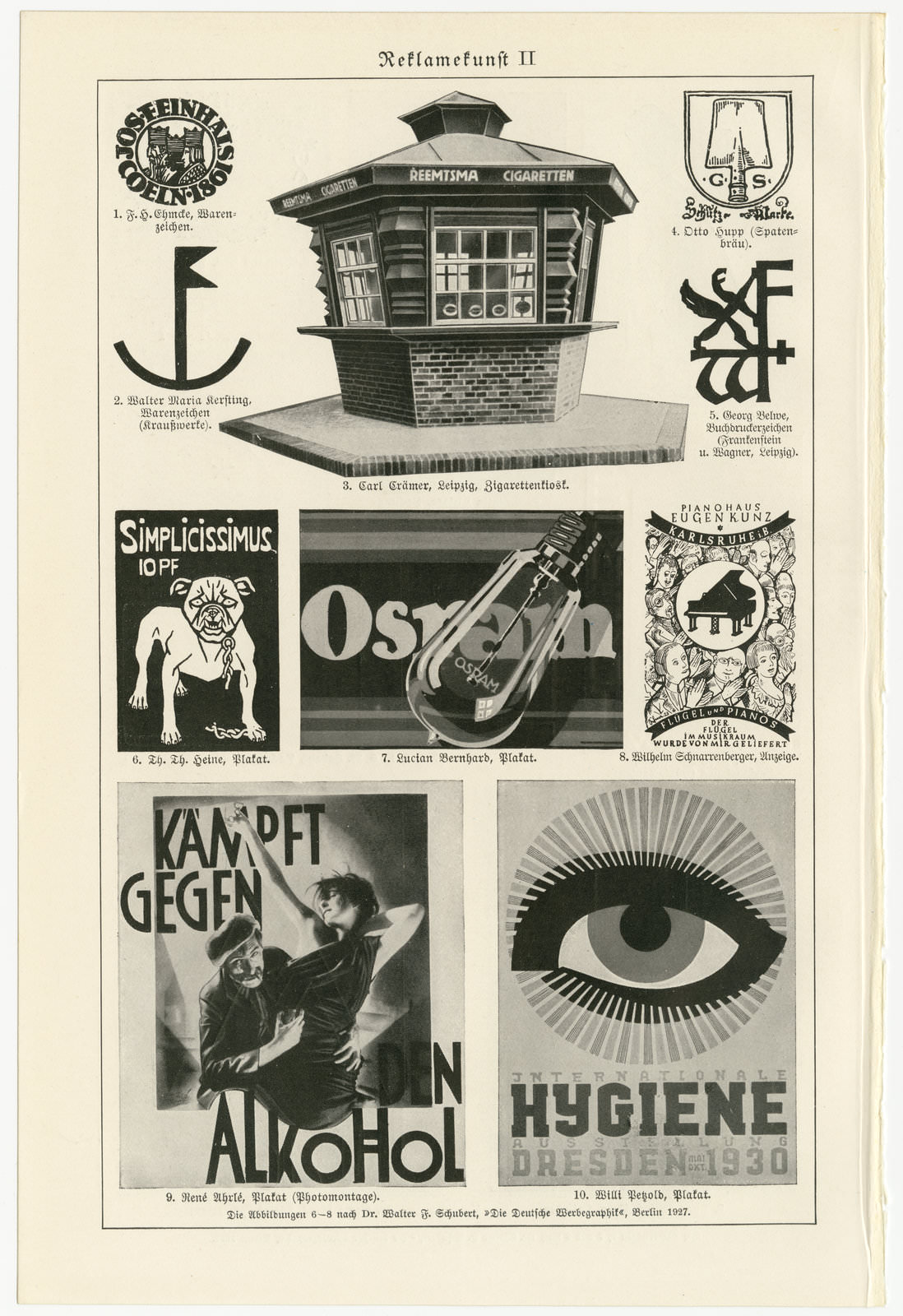 Reklamekunst I - II ca 1929 historische Bildtafel Chromotypie