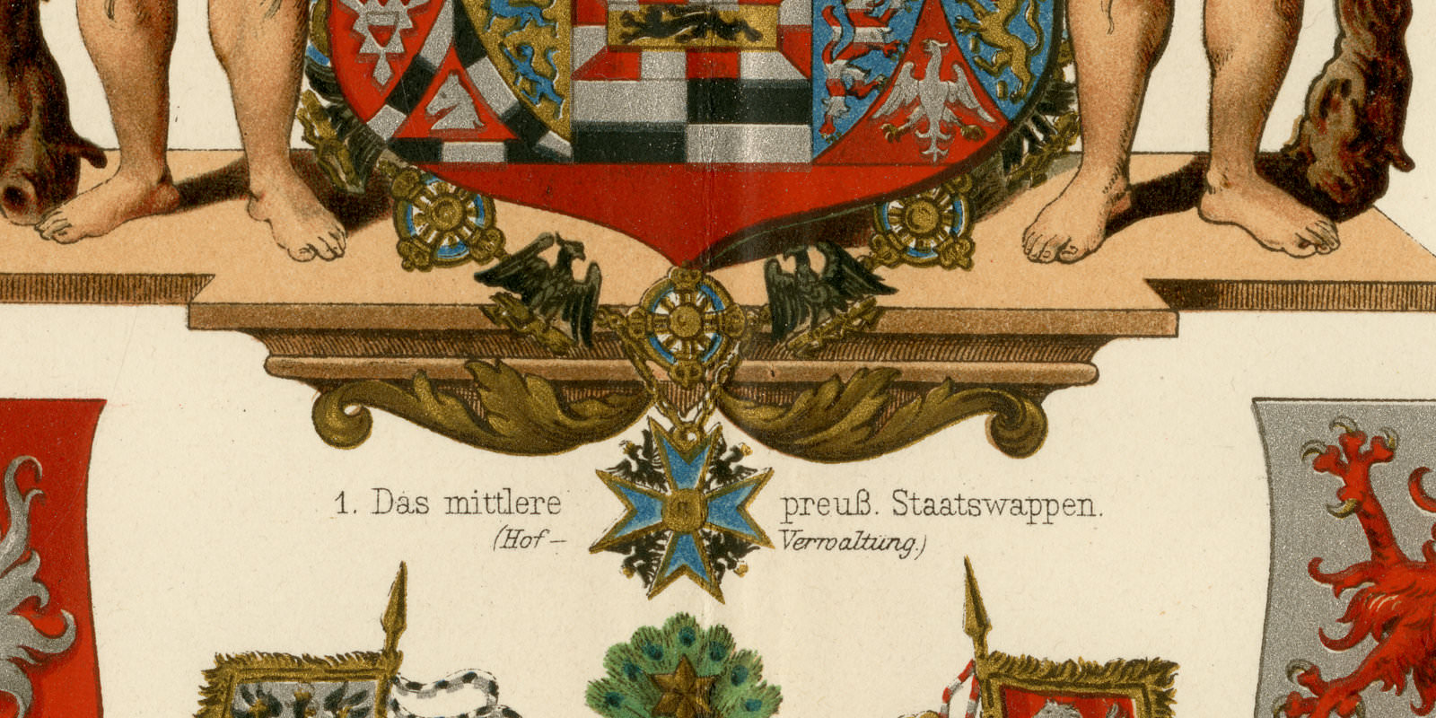 Preussische Provinzwappen ca 1898 historische Bildtafel Chromolithographie