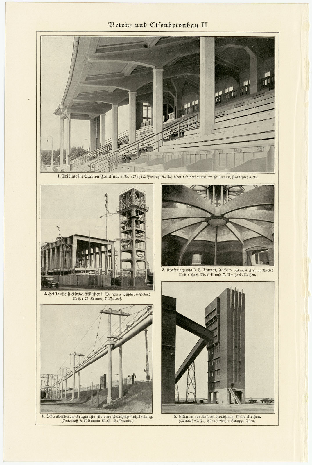 Beton und Eisenbetonbau I - II ca 1931 historische Bildtafel Autotypie