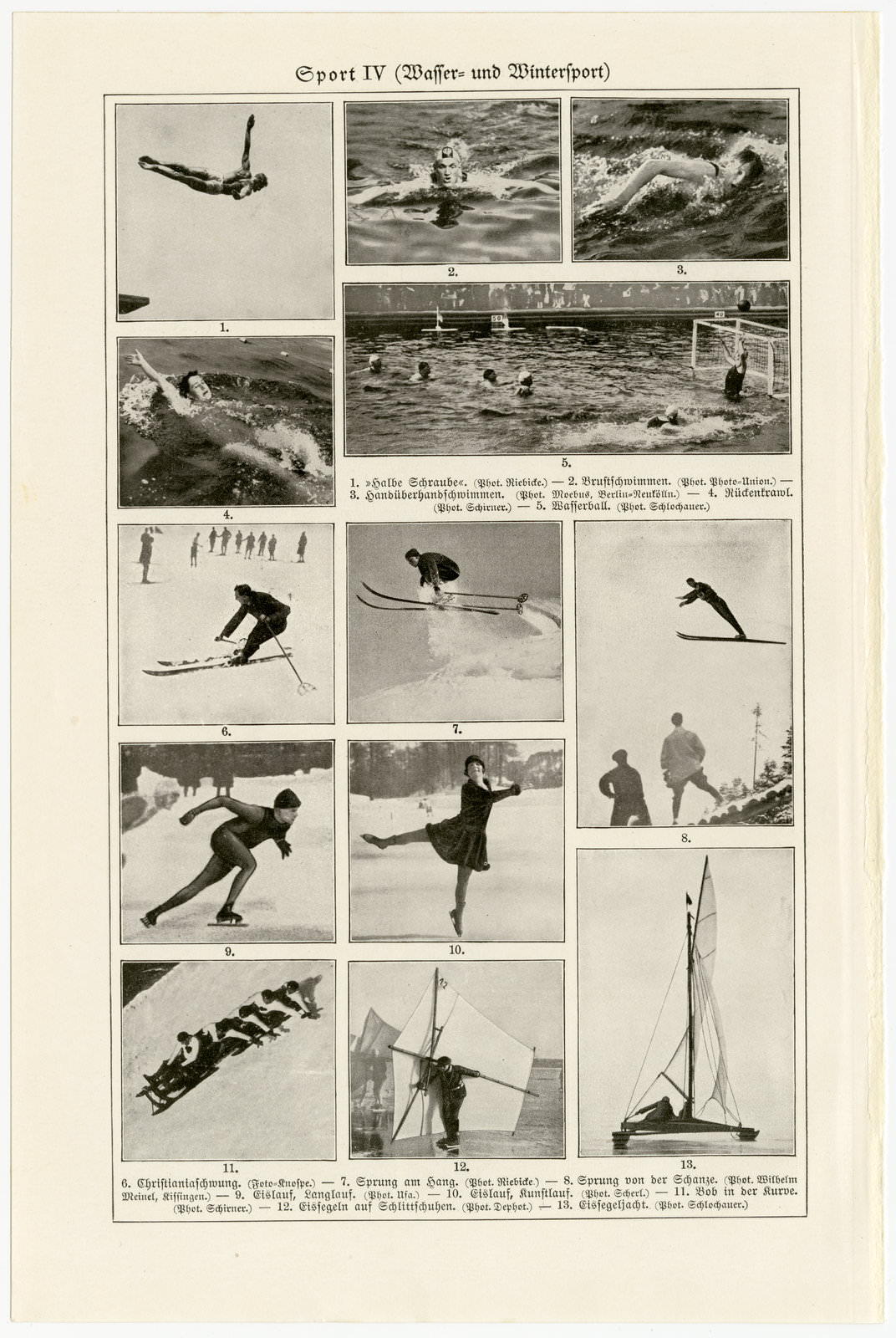 Sport III - IV ca 1929 historische Bildtafel Autotypie