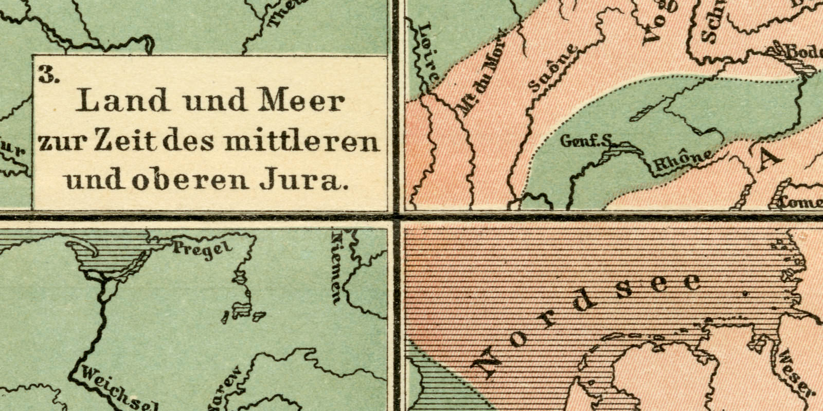 Paläogeographische Skizzen Deutschlands und der benachbarten Gebiete historische Bildtafel Lithographie ca 1909