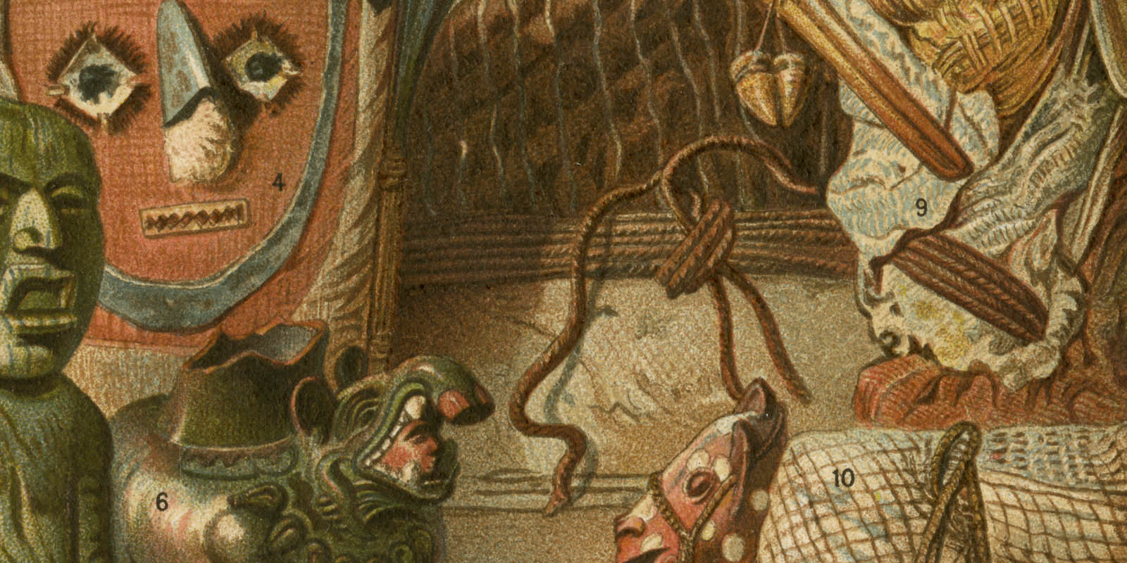 Amerikanische Altertümer I ca 1893 historische Bildtafel Chromolithographie