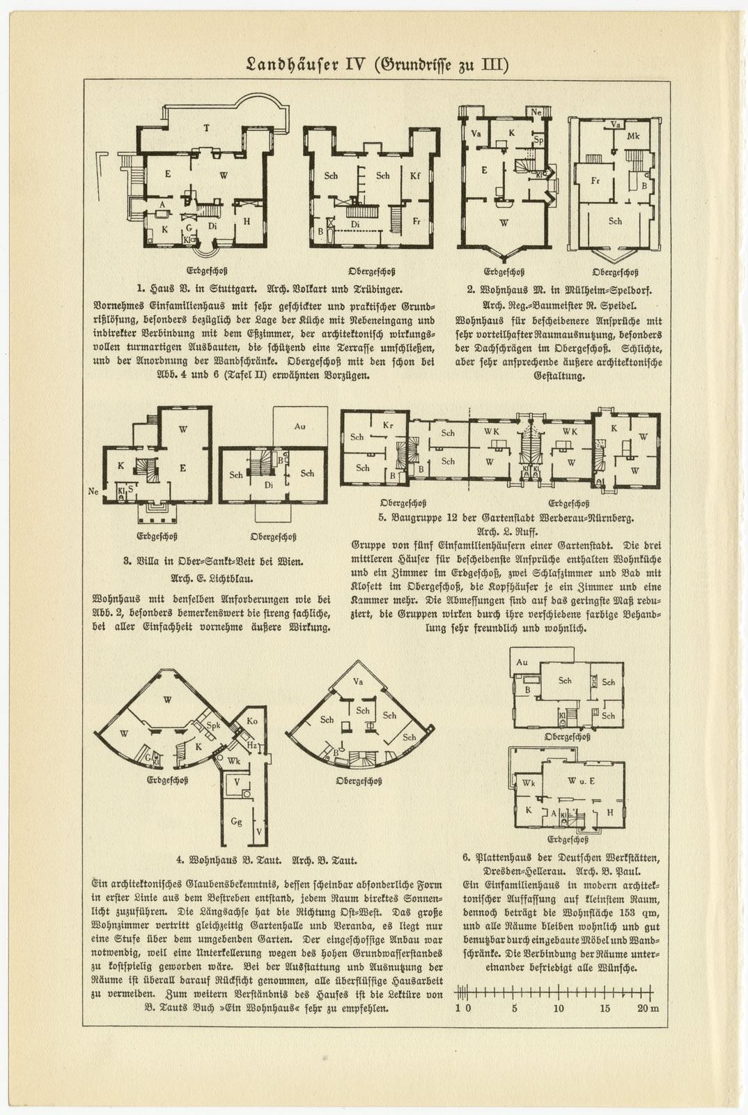Landhäuser III - IV ca 1927 historische Bildtafel Chromotypie