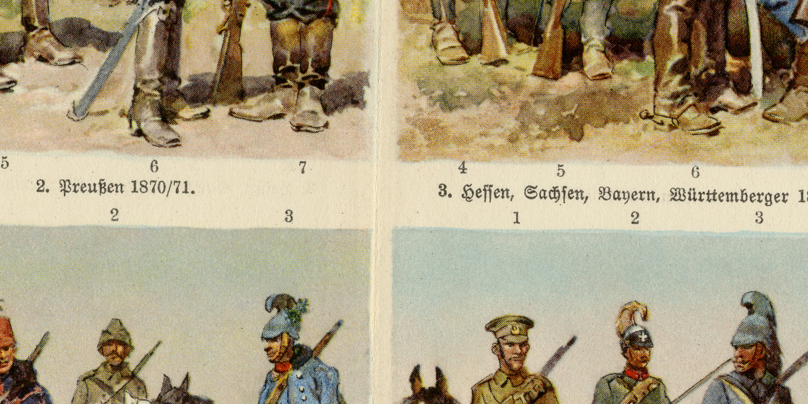 Uniformen II ca 1930 historische Bildtafel Chromotypie
