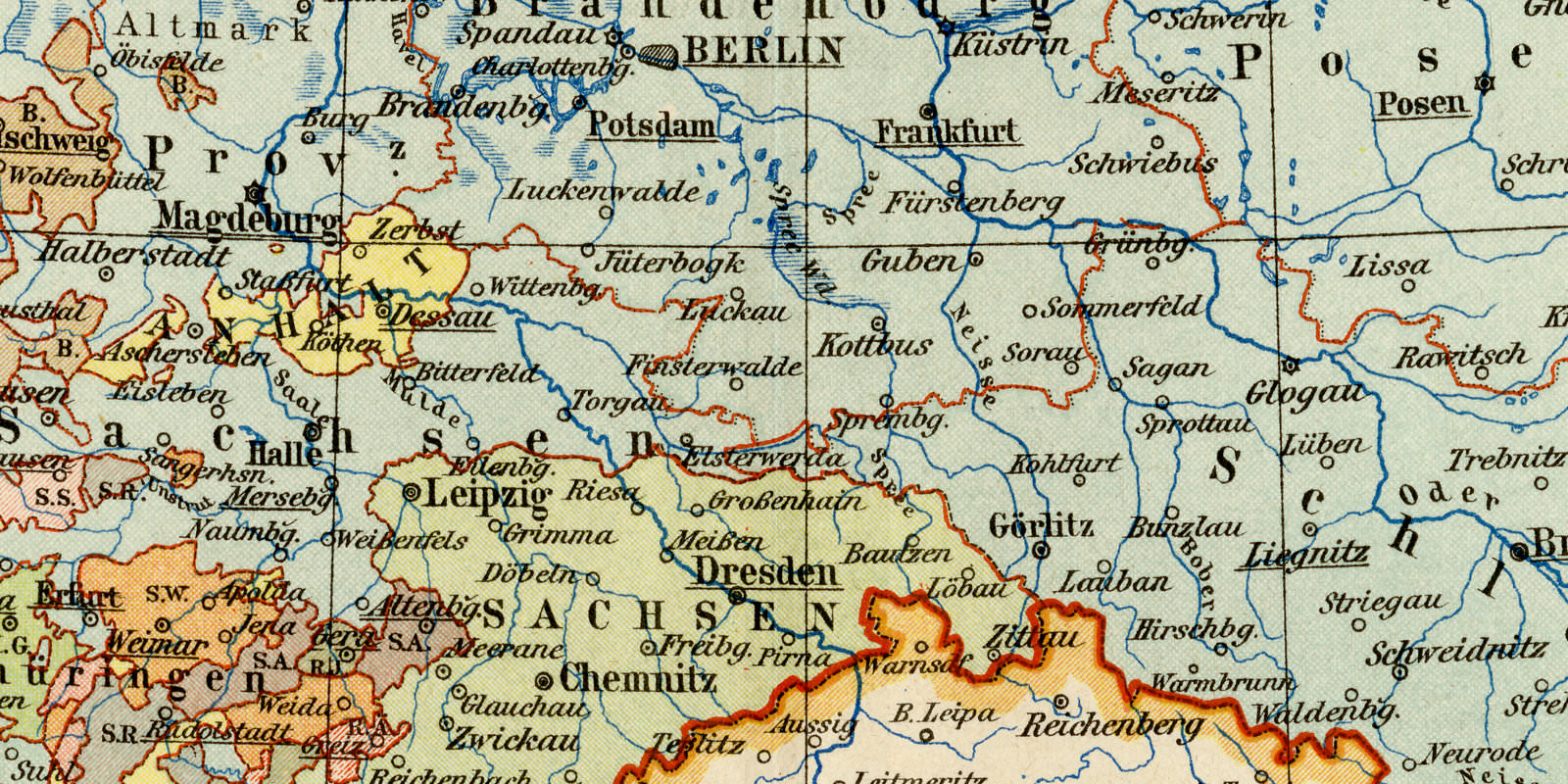 Deutsches Reich ca 1893 historische Karte Lithographie