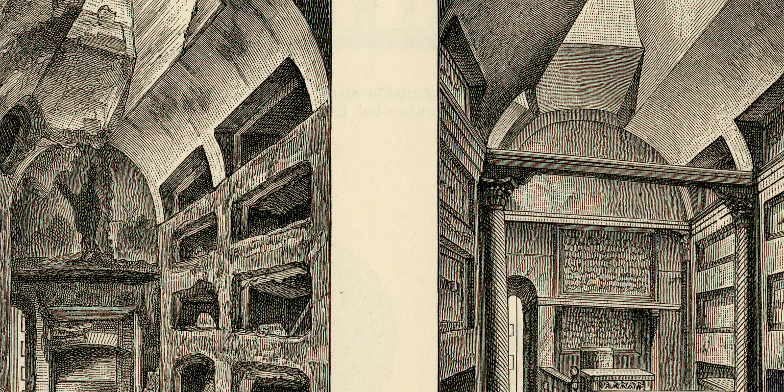 Christliche Altertümer I - II ca 1894 historische Bildtafel Holzstich
