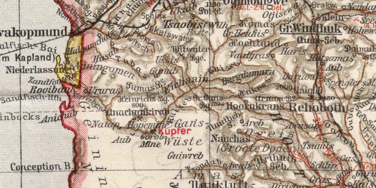 Deutsch Südwestafrika historische Landkarte Lithographie ca 1910
