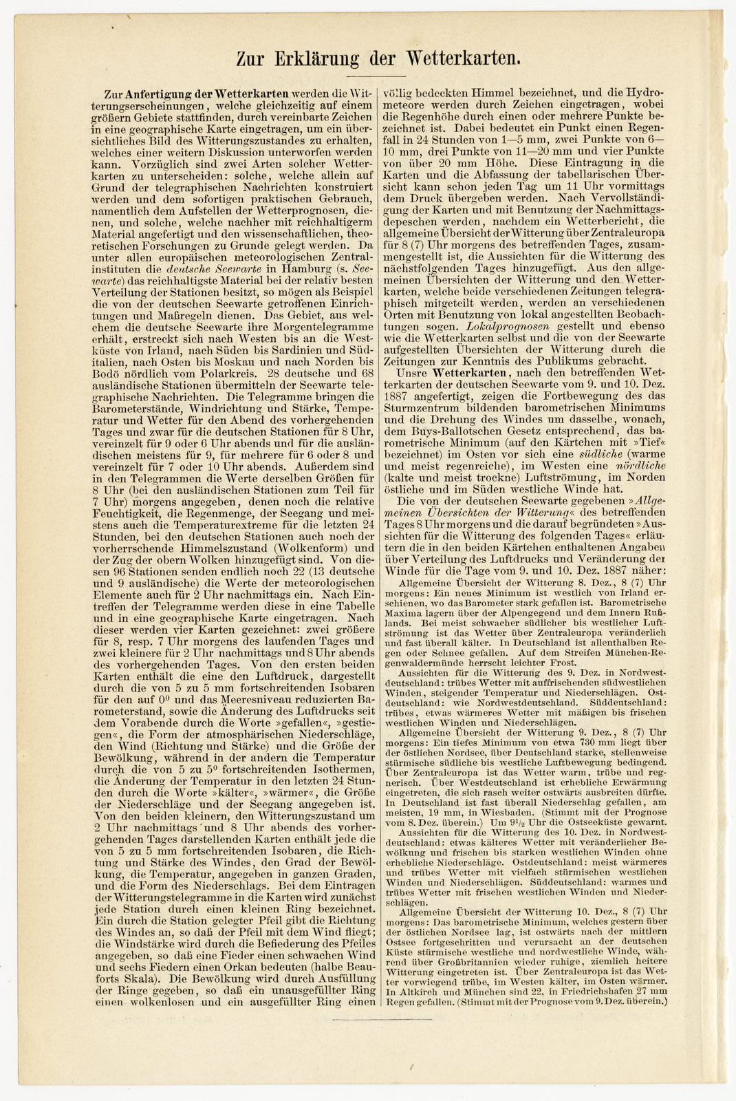 Wetterkarten Europa ca 1897 historische Karte Lithographie