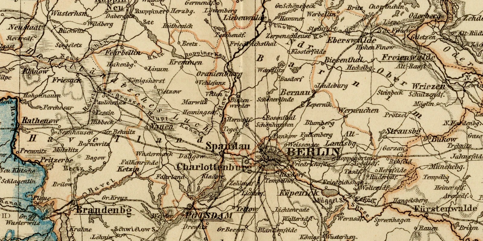 Provinz Brandenburg Provinz Sachsen ca 1882 historische Karte Lithographie