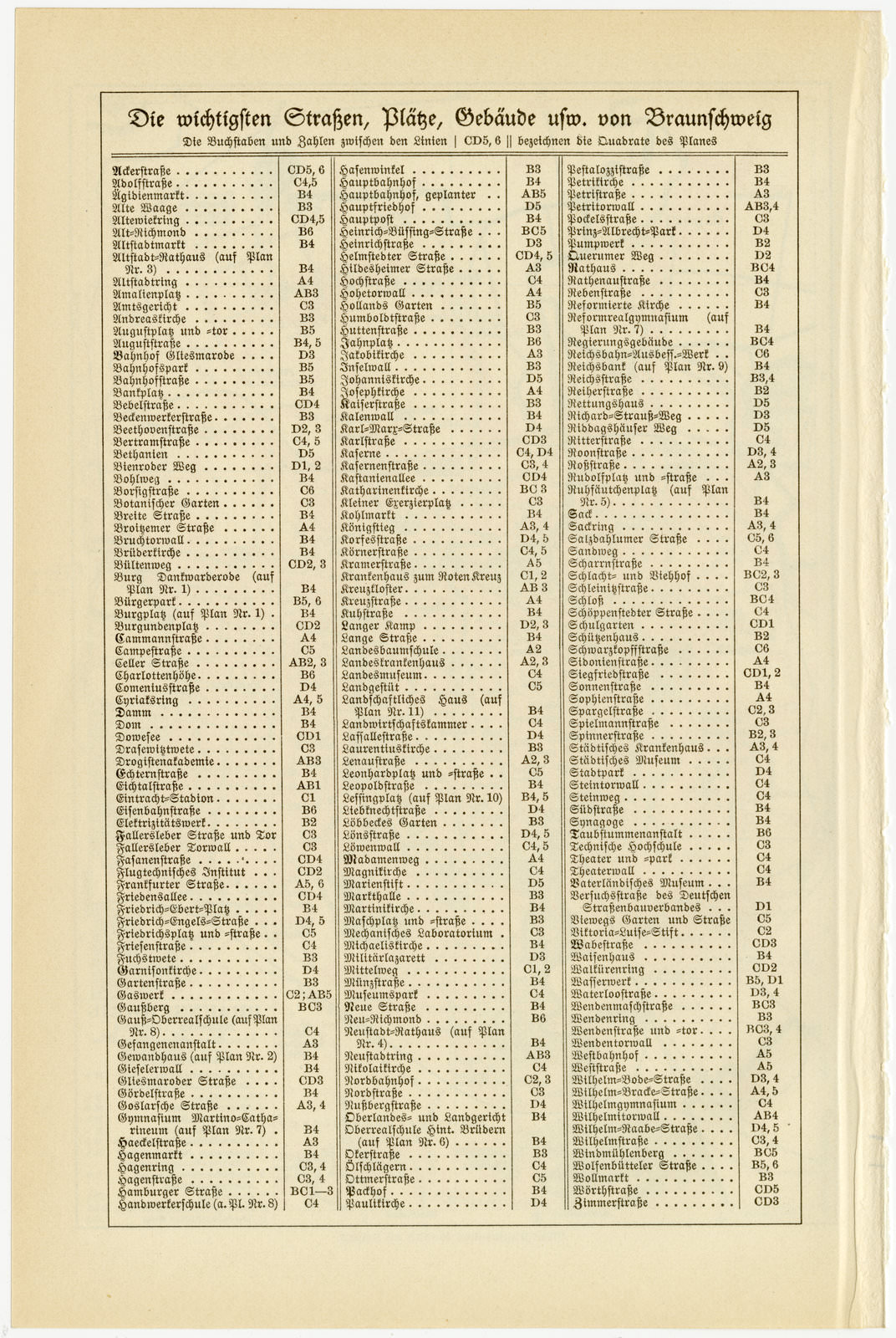 Braunschweig ca 1931 historische Karte Lithographie