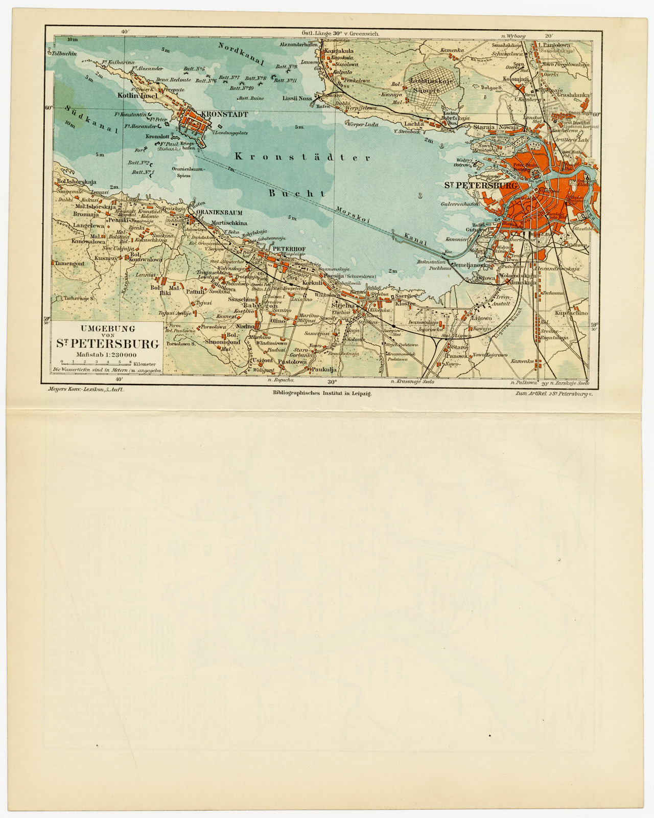 Sankt Petersburg Stadtplan - Umgebung ca 1899 historischer Stadtplan Lithographie