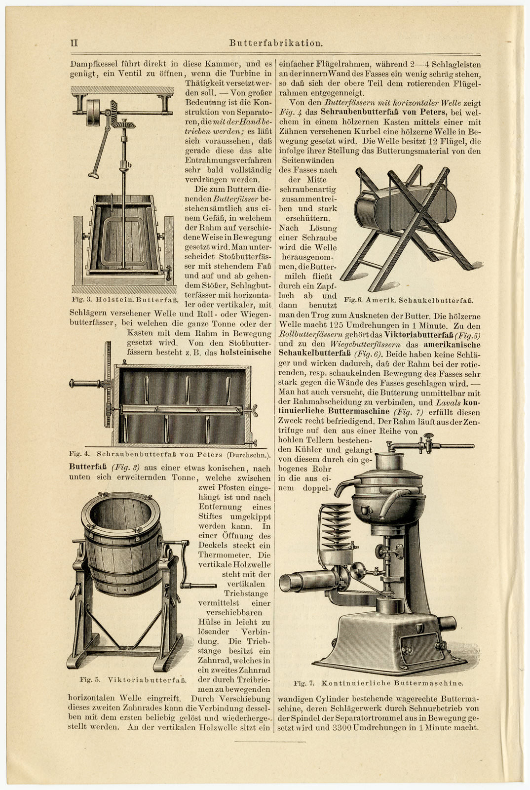 Butterfabrikation ca 1893 historische Bildtafel Holzstich