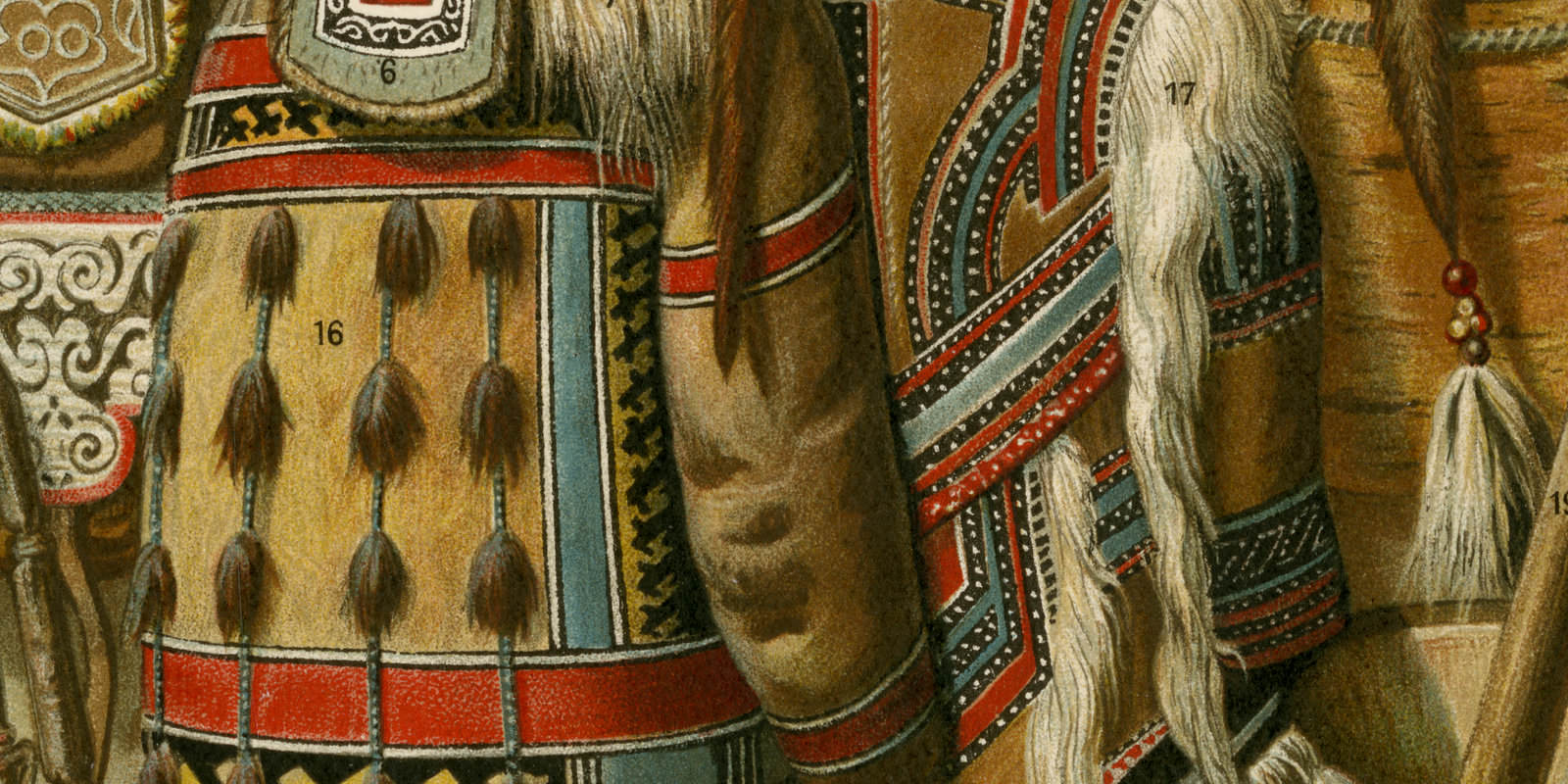 Afrikanische Kultur I ca 1893 historische Bildtafel Chromolithographie