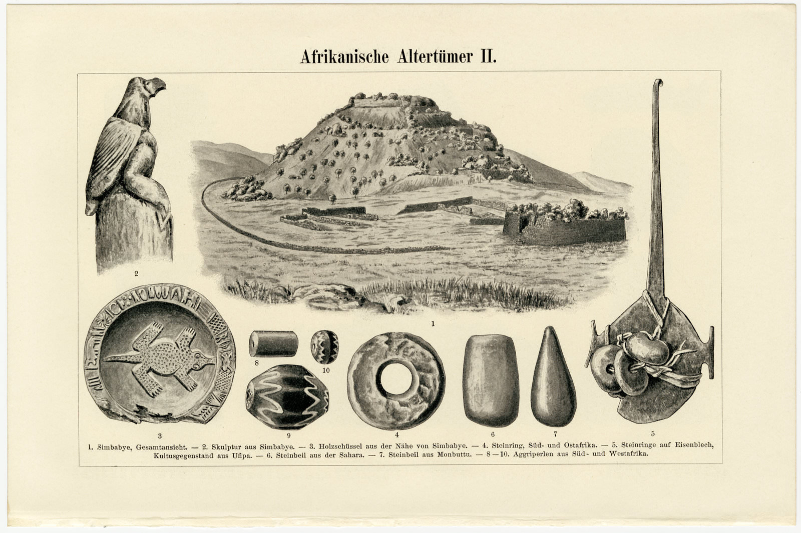 Afrikanische Altertümer I - II ca 1900 historischer Druck Autotypie