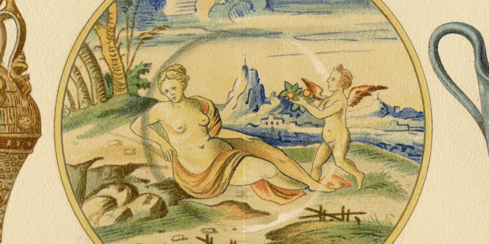 Keramik ca 1896 historische Bildtafel Chromolithographie