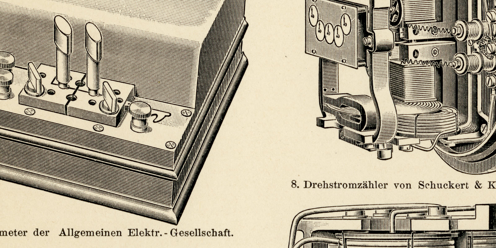 Elektrische Meßapparate ca 1901 historische Bildtafel Holzstich