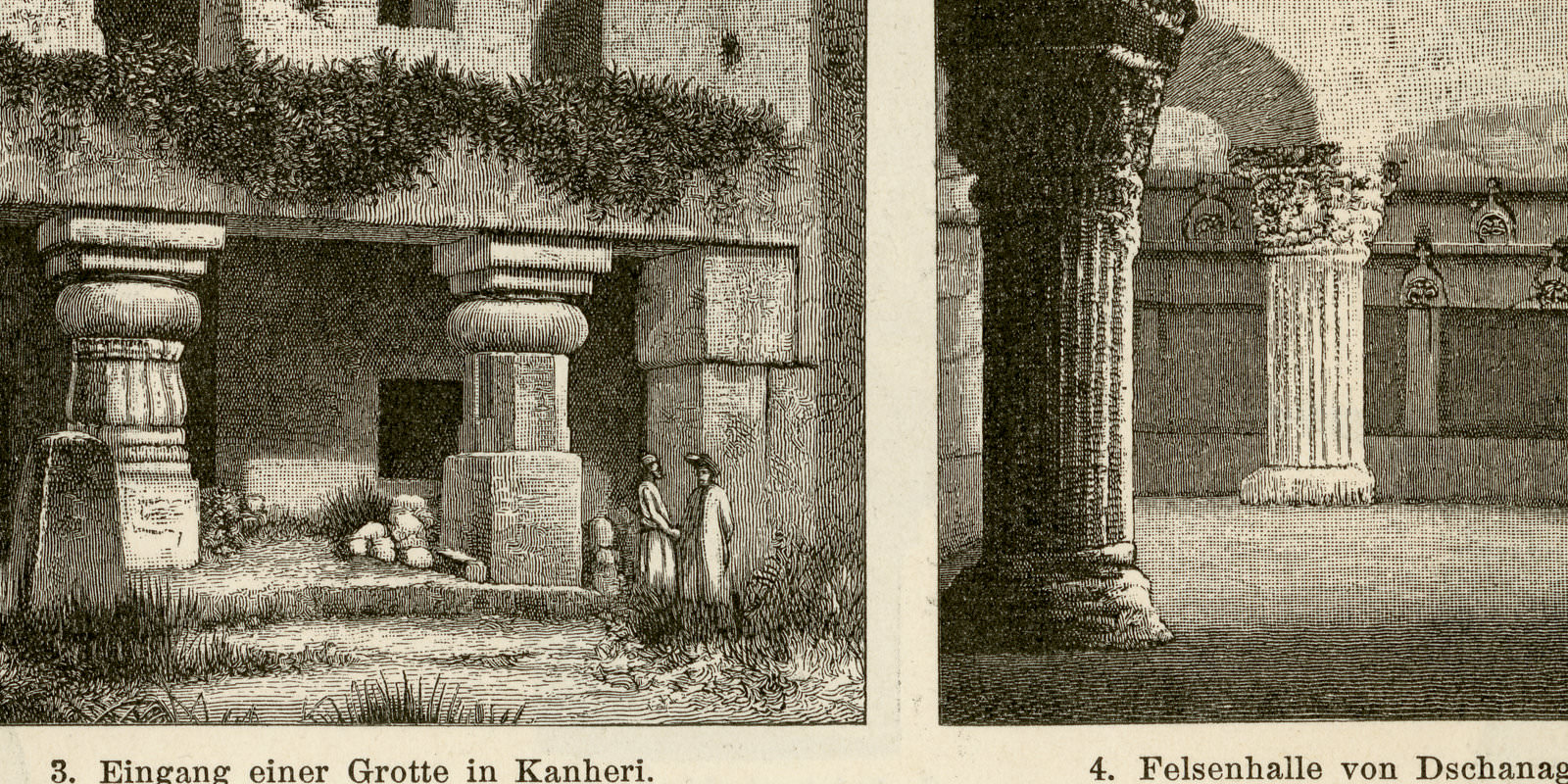 Indische Kunst I - II ca 1895 historische Bildtafel Holzstich