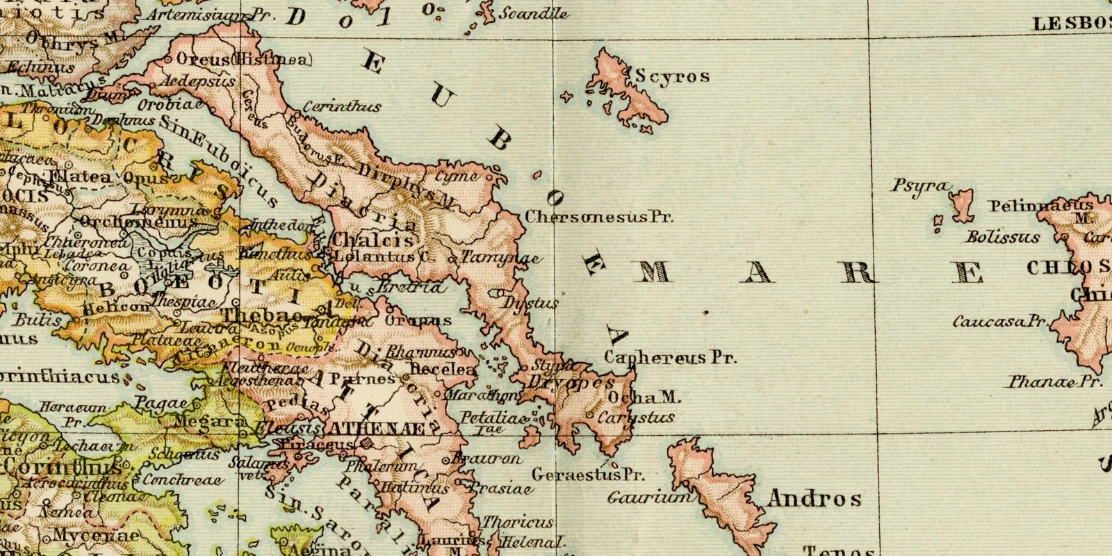 Das alte Griechenland ca 1884 historische Karte Lithographie